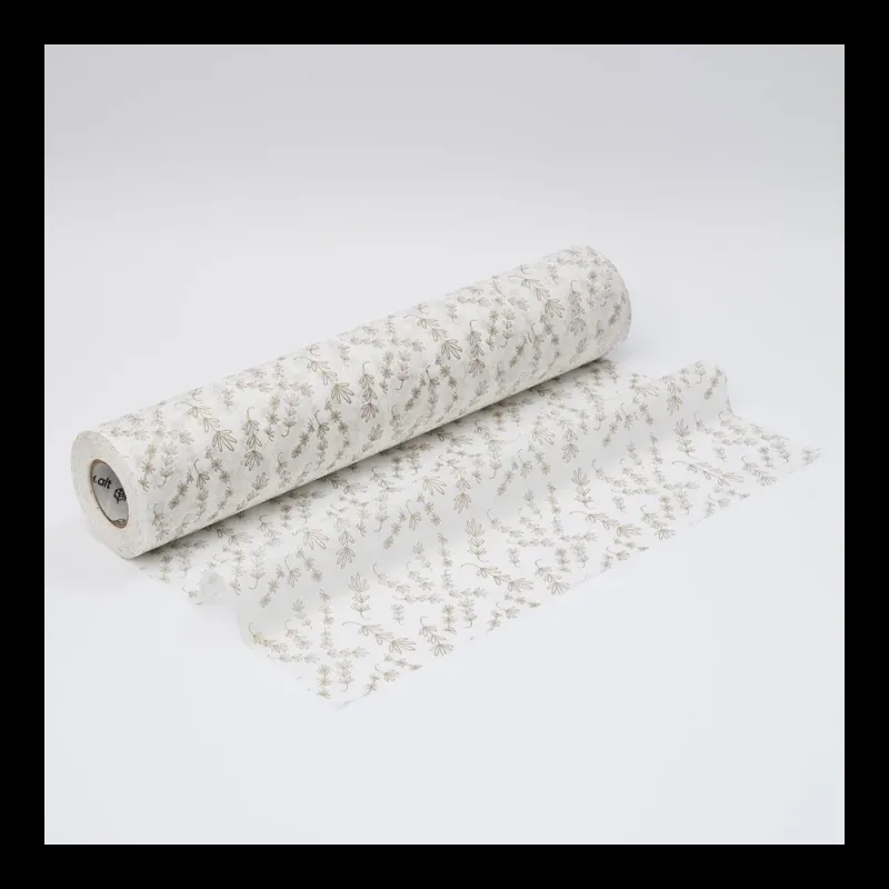 Бумага тишью в рулоне, 420мм*100м, 25 г/м2, «Лаванда», цв.печати золото