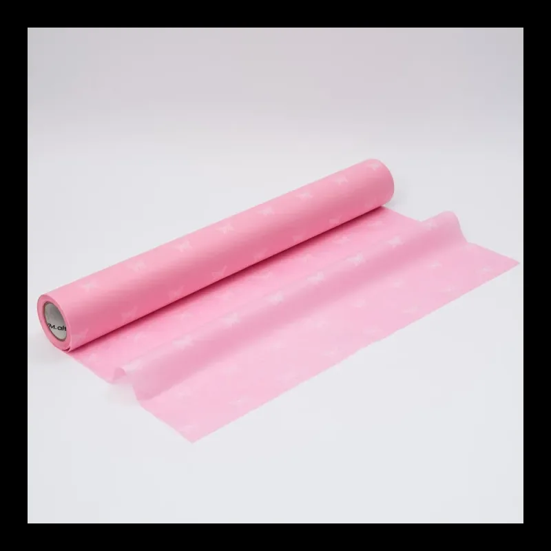 Бумага тишью в рулоне, цвет пастельный розовый, 500мм*50м, 17 г/м2, «Бабочки», цв.печати белый